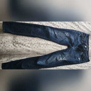 Express Women's Distressed Dark Blue Jeggings